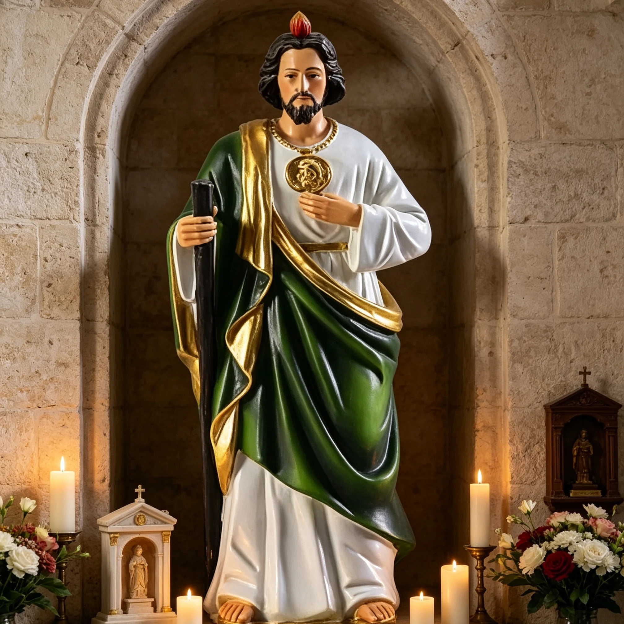 a*-Saint Jude Thaddeus Angel Resin Eco-Friendly Hand-painted Customizable Figurine with Base-Religious Home Decor Gift.