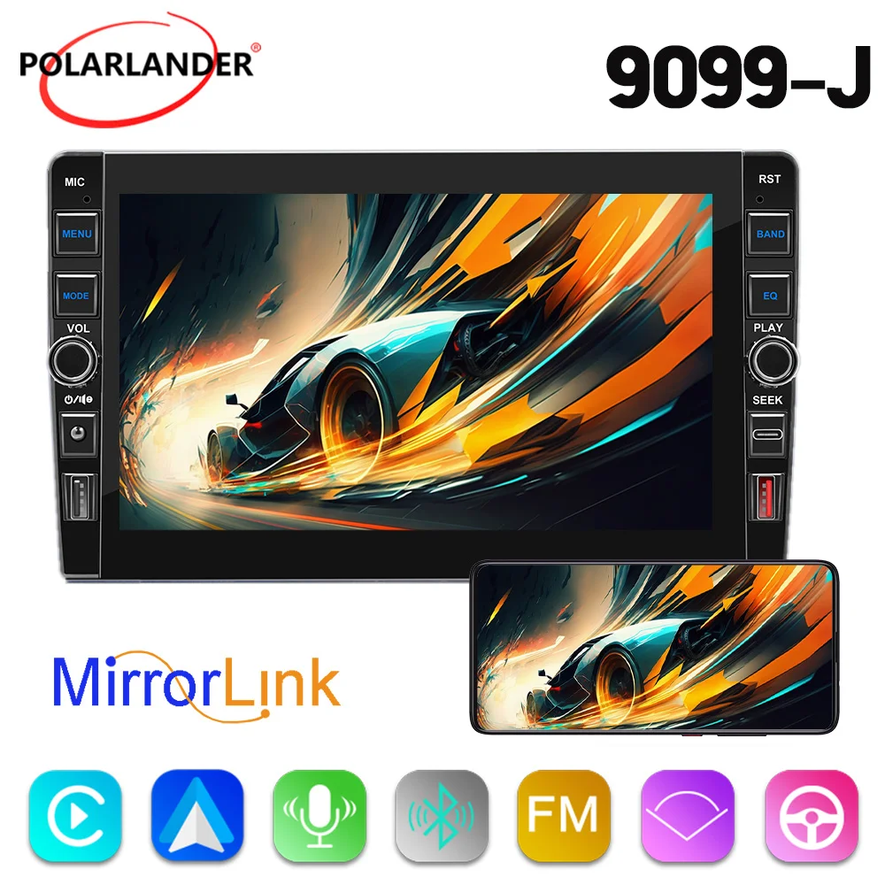 

9099-J 2 Din Android Автомобильный радиоприемник — 9 дюймов, 1 + 32G, беспроводной CarPlay, GPS, обратное изображение, USB/Type-C, зарядка FM RDS для GM
