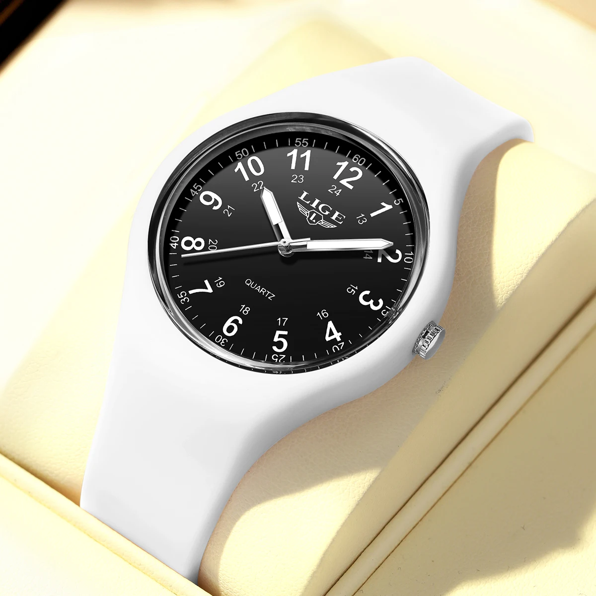 

LIGE модные спортивные часы для мужчин, мальчиков и девочек, силиконовые повседневные светящиеся водонепроницаемые кварцевые мужские наручные часы ярких цветов + подарочная коробка