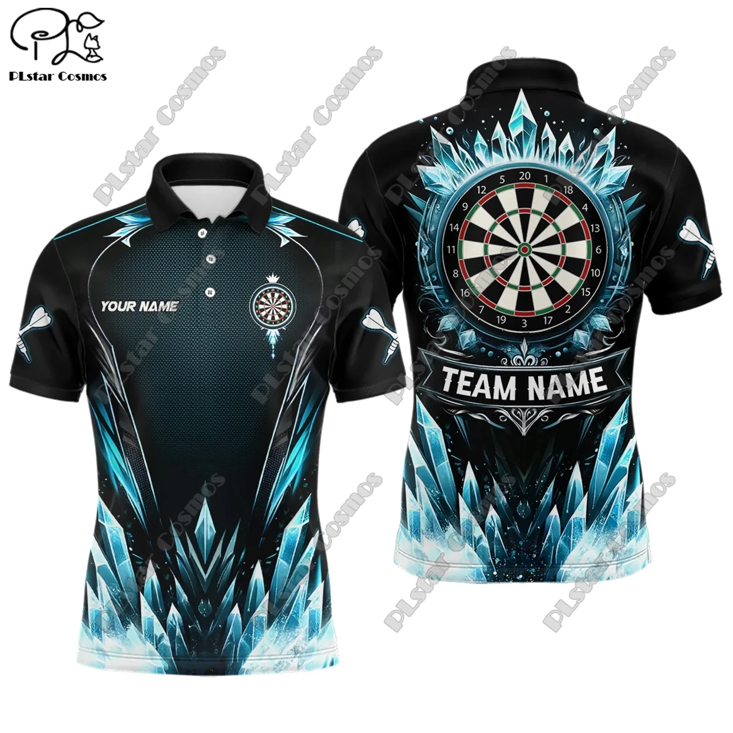 New Colorful Flame Throwing Darts Polo Shirt Customized Name Unisex 3D Printed Darts Club Polo Shirt F-8