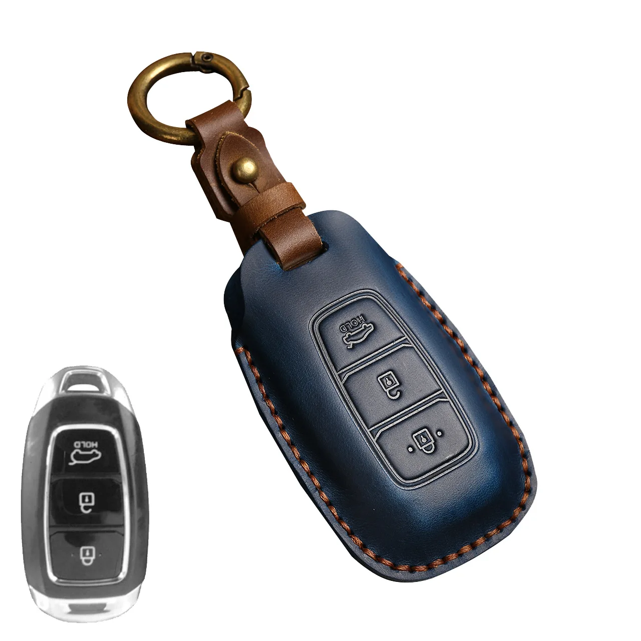 Retro Leather For Hyundai I30 Ix35 KONA Encino Solaris Azera Grandeur Accent Santa Fe Palisade 3 4 5 Button Car Key Case Cover