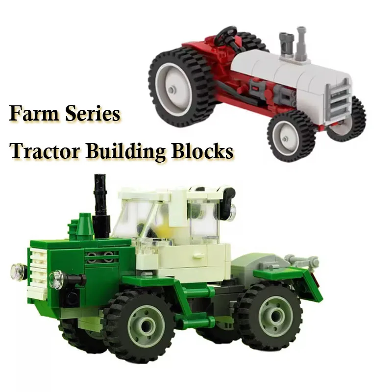 

Серия фермы, трактор, мини-строительные блоки, винтажный трактор для мальчиков, собранный автомобиль, образовательные кирпичи MOC, коллекционные игрушки, подарки для детей