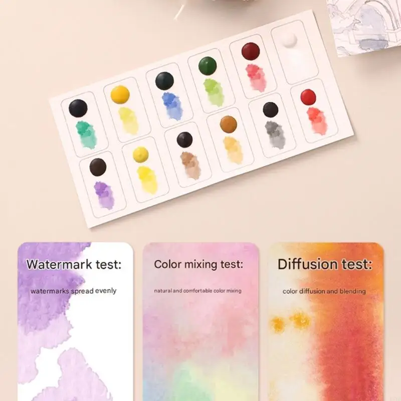 

Childrens Safe Watercolor Art Book Accordion Fold Design Offering 12 Colorful Colors for Youngly Artists Creative Fun