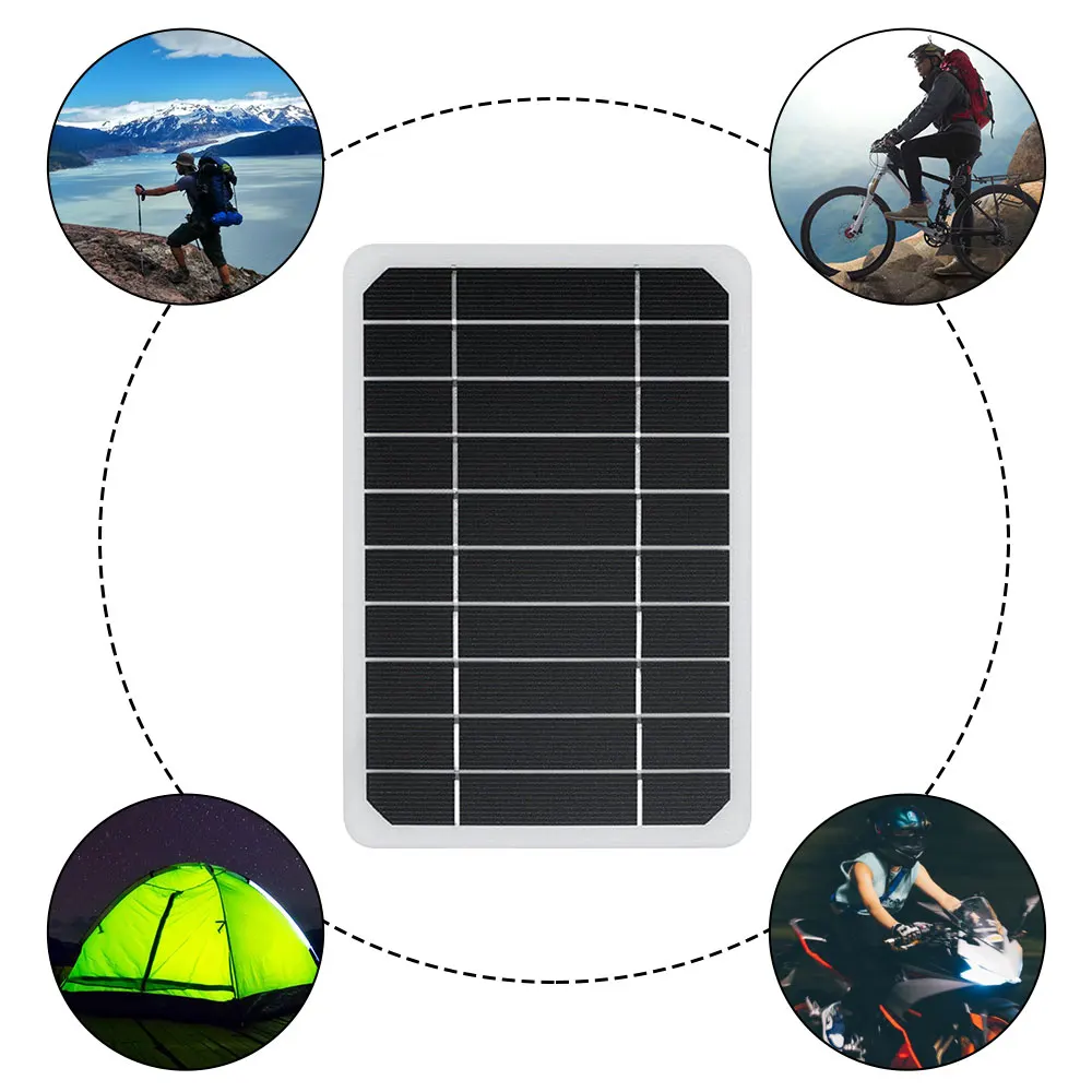 USB Solar Panel for Mobile Charging Outdoor 5W 5V Portable Solar Charger Waterproof Solar Charger With Wires for Bicycles Mobile