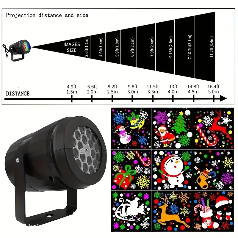 1 PC Christmas cartoon projection lamp decoration lamp with USB socket