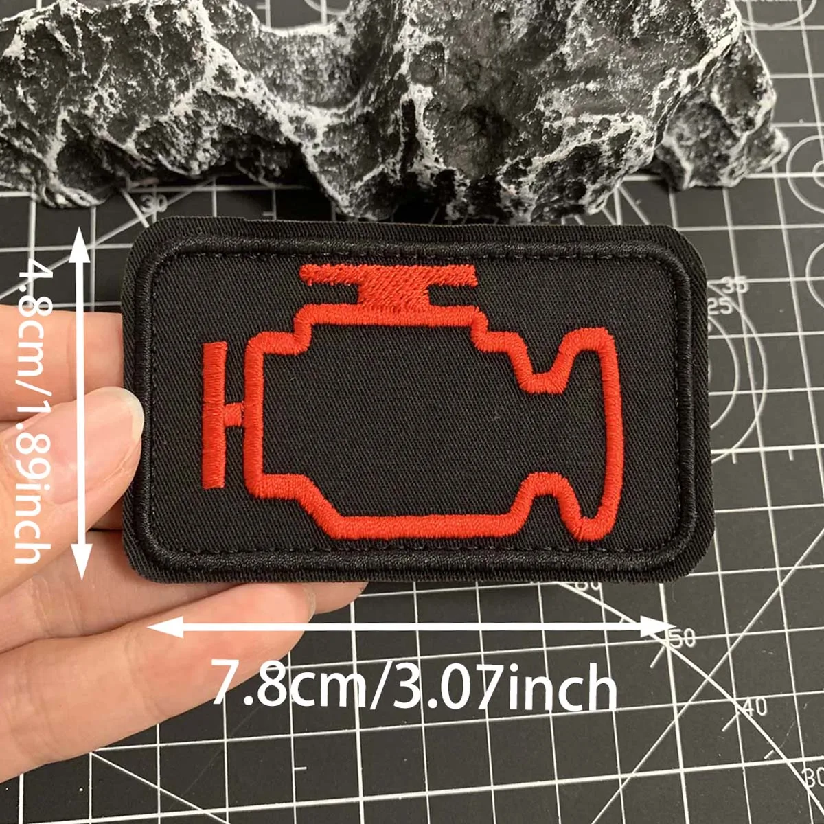 Car Engine Fault Light Embroidered Patch, Hook & Loop Morale Badge for Backpack Bag Decor