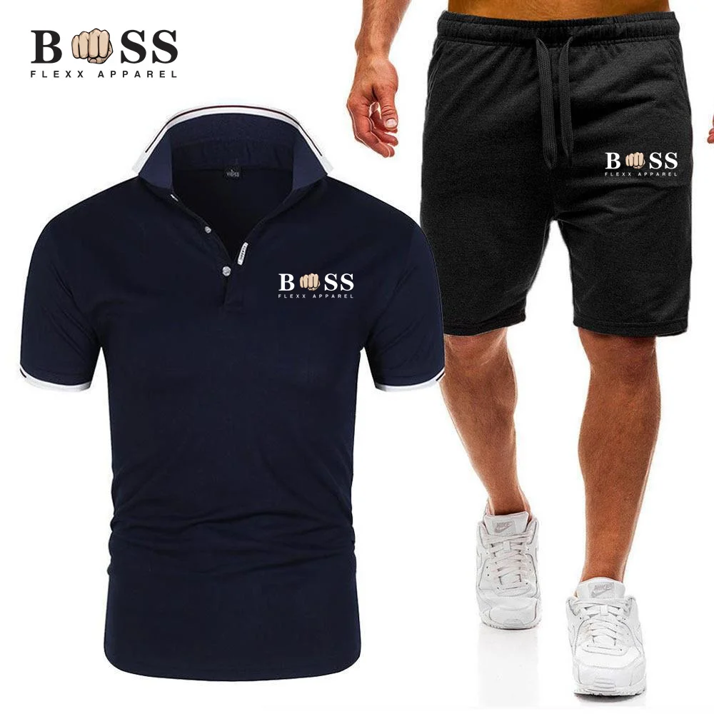 Conjunto de POLO y pantalones cortos para hombre, Camiseta de algodón estampada, ropa deportiva para correr, novedad de 2024