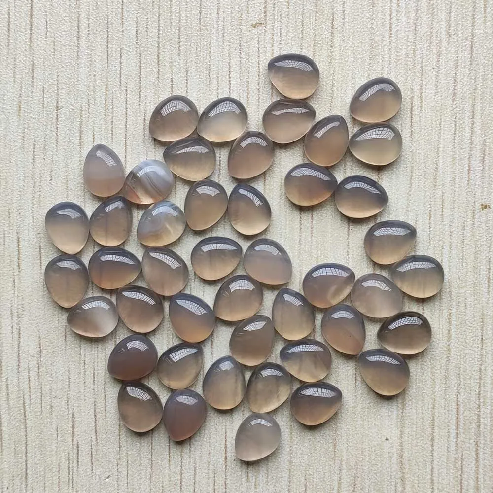 

Fashion good quality natural grey onyx drop CAB CABOCHON 8x10mm beads for jewelry making 50pcs/lot Wholesale free shipping