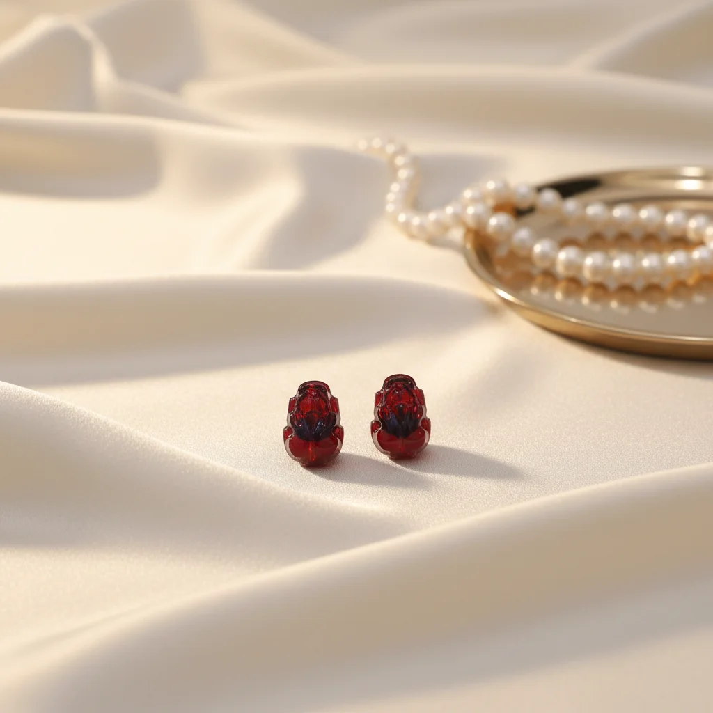 

Certificated Engraved Chinese Mythical Lion Treasure Beast Fine Jewelry 925 Silver Natural Red Blood Amber Pixiu Stud Earrings