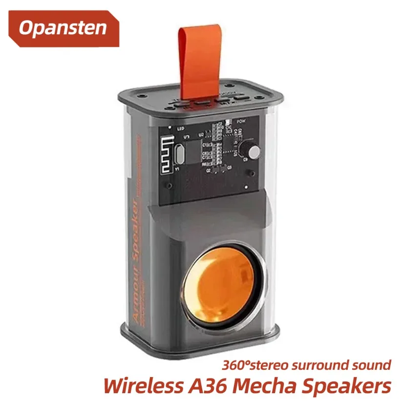

Беспроводные колонки A36 Mecha, колонки, громкоговоритель, звуковая коробка, бас, прозрачный аудиоплеер, Bluetooth, стерео объемный звук