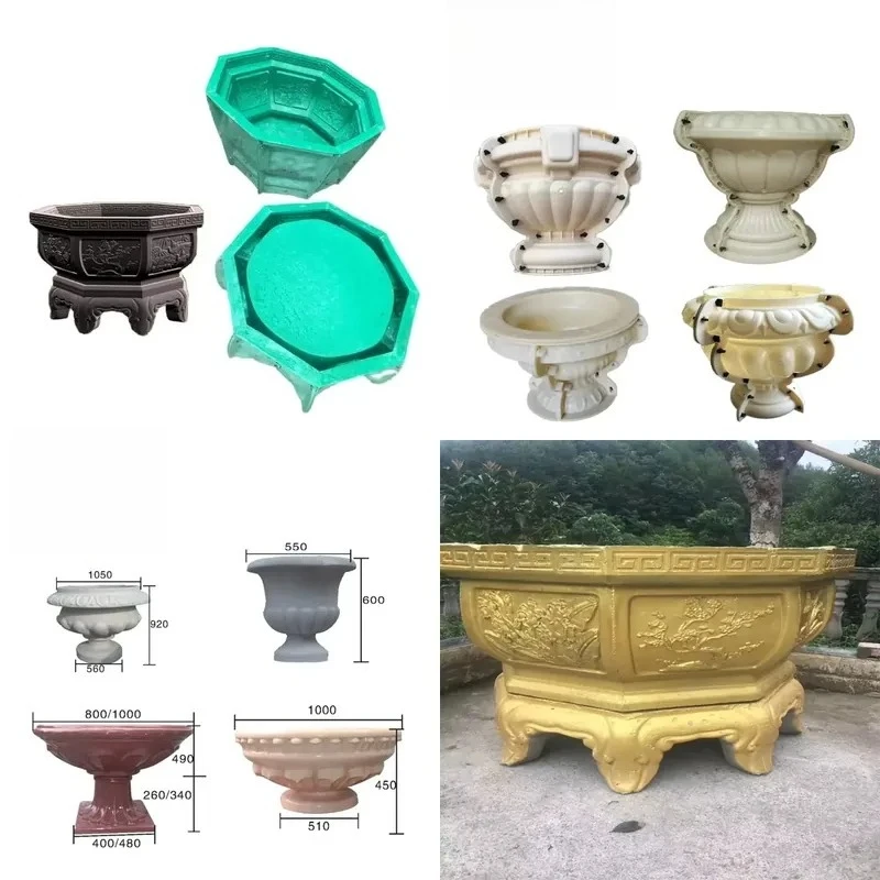 High Quality Durable Glass Fiber Concrete Flower Pot Mould Low Price Cement Planter Mold for Garden Decoration DIY Craft