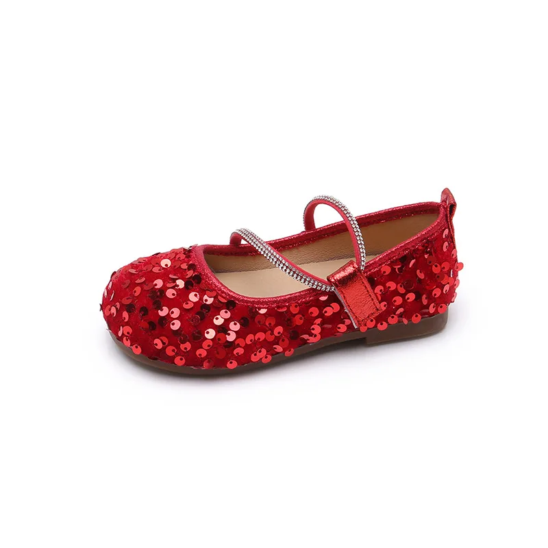 Fashion Girl Shoe 2025autumn New Sequined Princess Shoe Sweet Girl Party Dresses Soft Sole Kid Shoes Women Shoes Designer Shoes