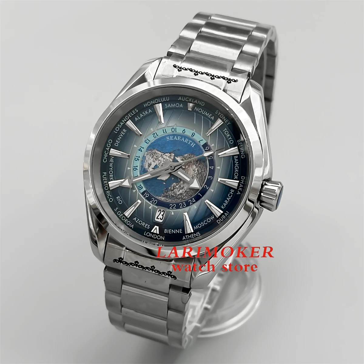 BLIGER Men's 40mm shallow water watch NH35 Movement automatic Mechanical Diving Watch Blue black dial Dome sapphire glass