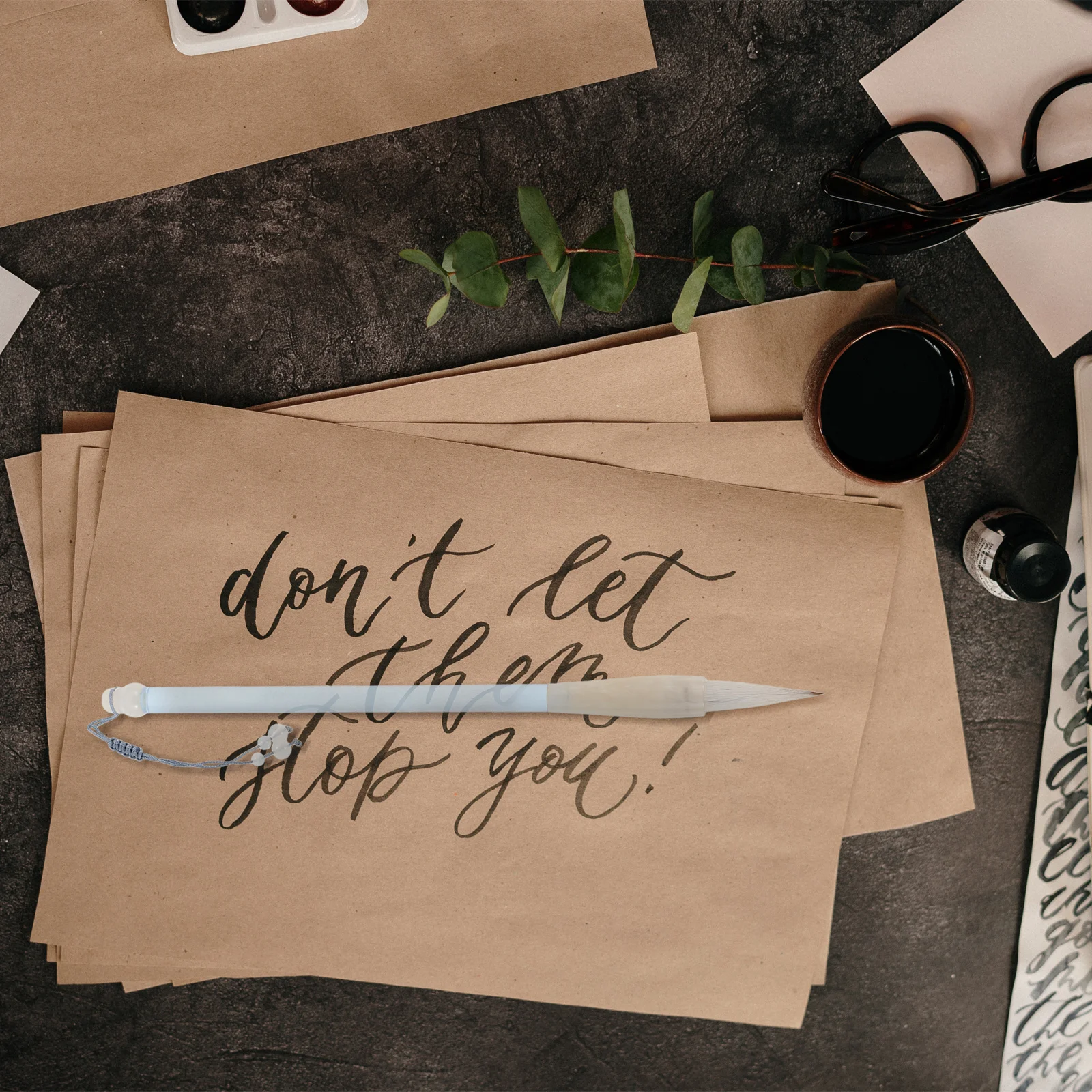 

2Pcs Traditional Chinese Calligraphy Brush Soft Flexible Bristle Long Handle Ink Brush for Painting Practicing