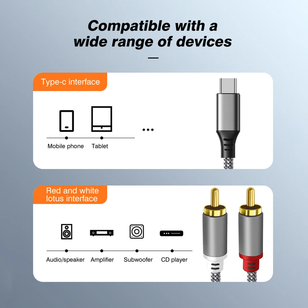 Kabel USB z USB do RCA kabel Audio typu C do 2 RCA do wzmacniacza głośnika Huawei Xiaomi Laptop 1m 2m 3m Splitter USB C RCA Y