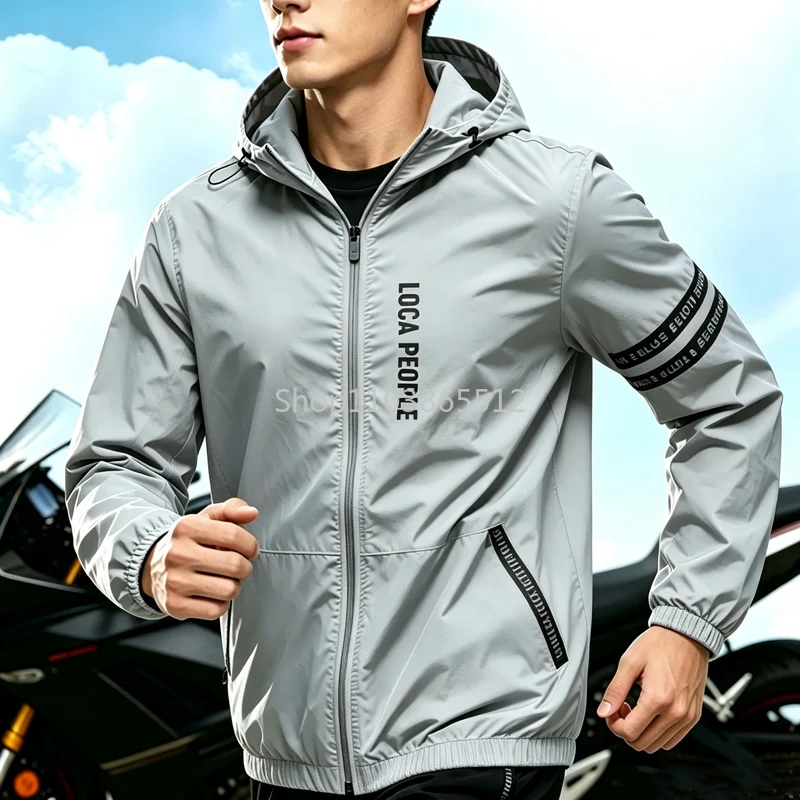 Men's Sun Protection Clothes Jackets Motorcycle Summer Ultra-thin Windproof Ice Silk Windbreaker Male UV Resistant Jacket Coats