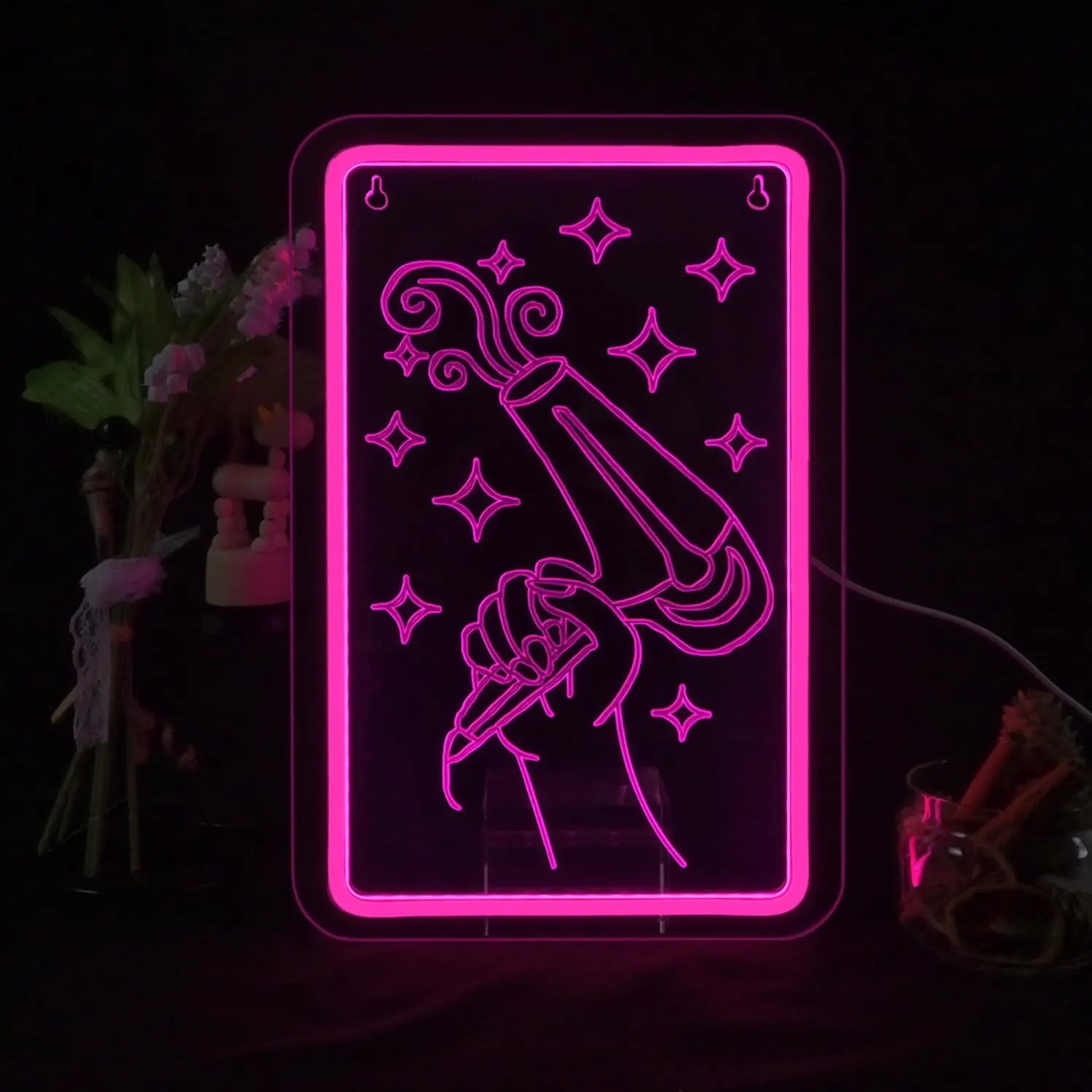 

Hairdryer Neon Sign Carving Pink LED Beauty Salon Neon Sign Wall Decor for Barbers Studio Beauty Shop