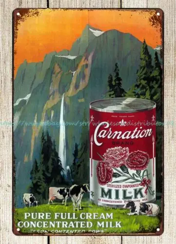 house decoration Carnation Sterilized Evaporated Milk metal tin sign