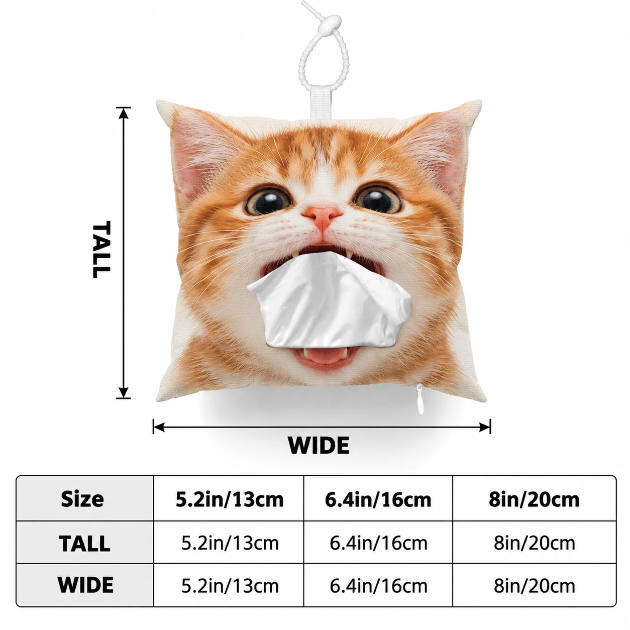 Custom Tissue Bag With Hole Design Invisible Bottom Zipper Hanging Rope Linen Like Fabric Scratch Resistant Portable Napkin Hold