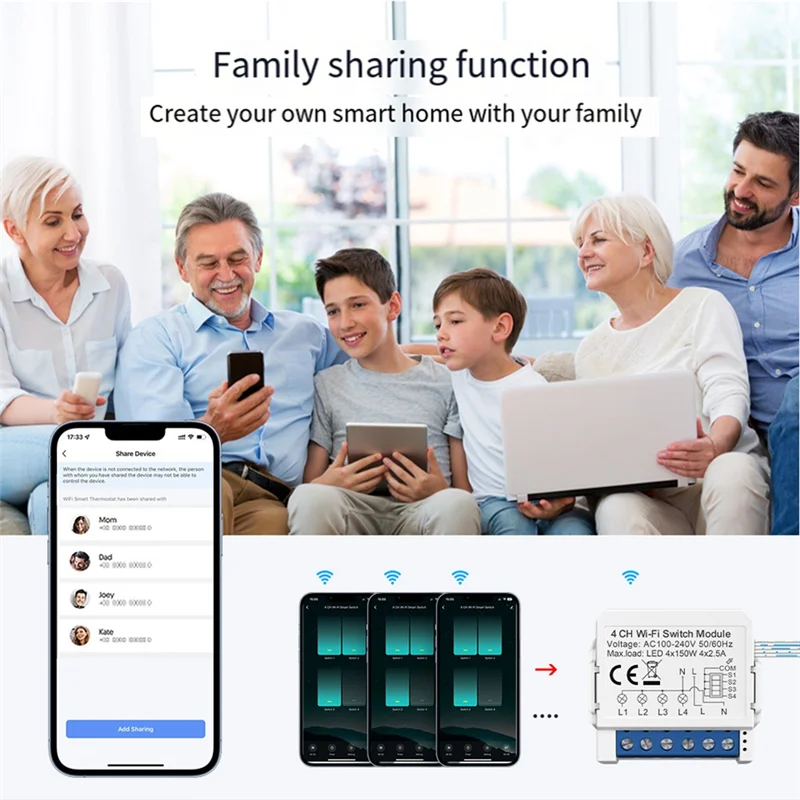

ABRU-Tuya Smart Wi-Fi Выключатель света Управление 4-полосный мини-выключатель управляемый Яндекс Alexa Google Home Прочный Простой в использовании