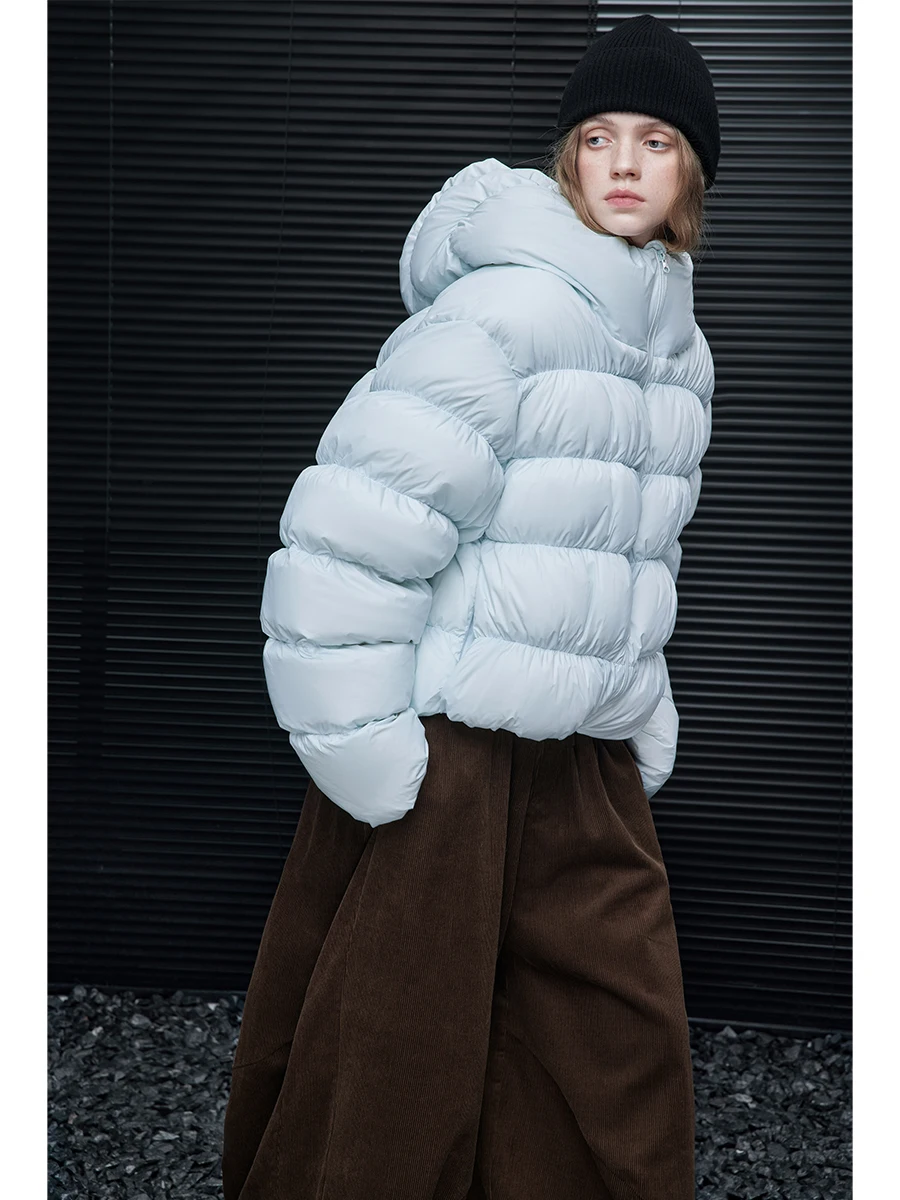 

Thiened ort Hooded down Jaet Women's Coat Moment Brand Street Sle Warmth Winter 2025 New Arrival Blue Color