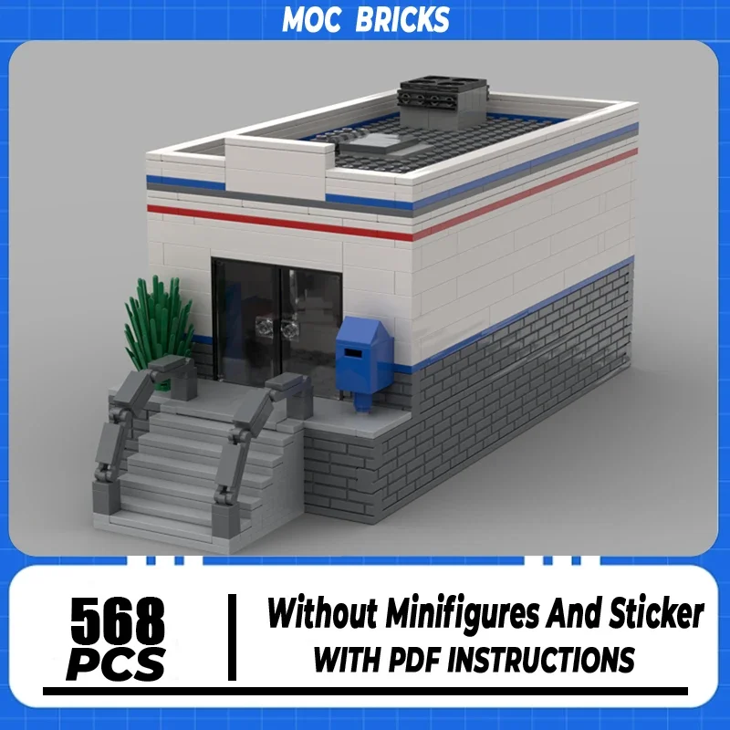 

Street View Model Moc Building Blocks Brick MOC Post Office Model Technology Brick DIY Assembly Construction Toy Holiday Gifts