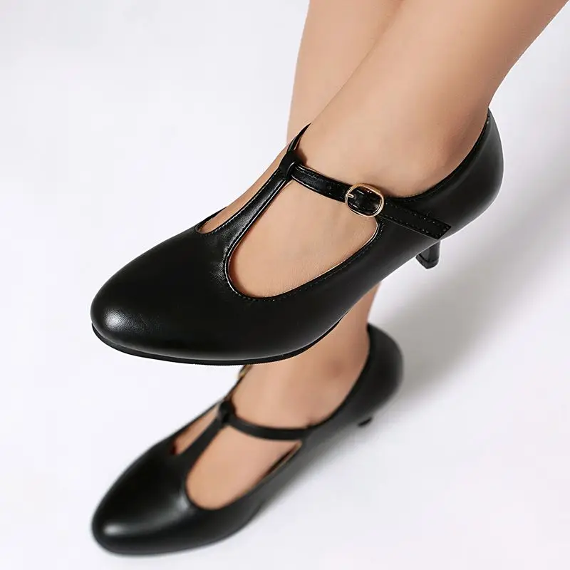 

ORCHA LISA Shoes Women Office Lady Women's Pumps 6cm Thin Heel T Strap Buckle Plus Size 41 43 Wedding Daily Casual Style Shoes