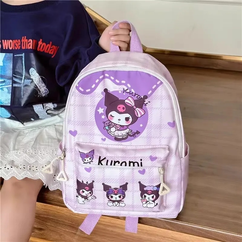 Sanrio-Hello Kitty Mochila Infantil, Gama Completa, Kuromi, Jardim de Infância, Fofa, Bolsa de Escola Kawaii, Elegante, Aniversário, KT Girl