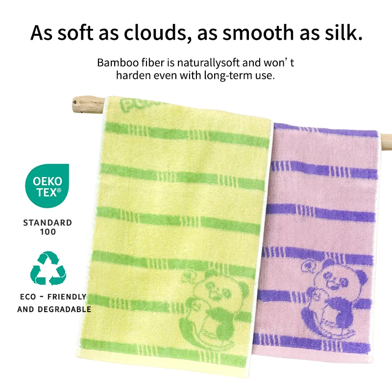 1pc Bamboo Fiber Towel Panda Pattern Face Towel Hand Cleaning Hair Shower Towels Hair Towel Bathroom Home School for Kids