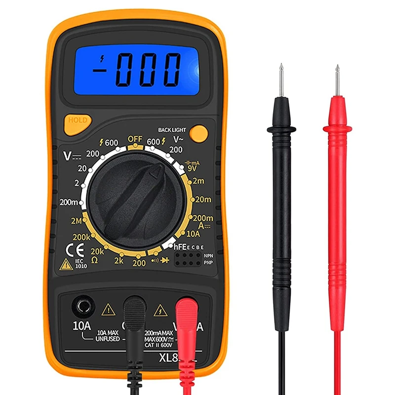 

Digital Multimeter Voltmeter Tester Multi Meter Backlight LCD Measurement Tool Electronic Test Meter With Test Probe