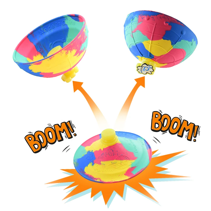 Novelty Camouflage Half Side Popping Bouncing Ball Anti Stress Fidget Outdoor Children Toy Bounce Bowl Fingertip Top