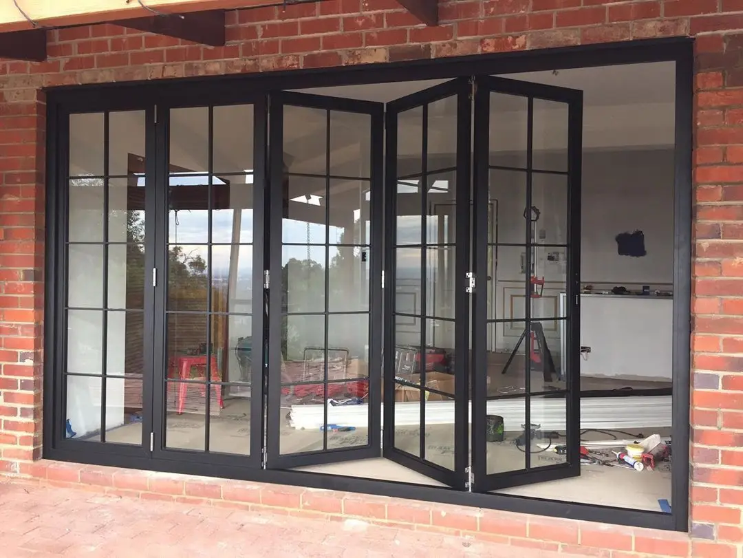 Foldable Door Waterproof Garden Entrance Folding Door Glass Bi-Fold Modern Aluminum Panoramic Patio Accordion Doors for House