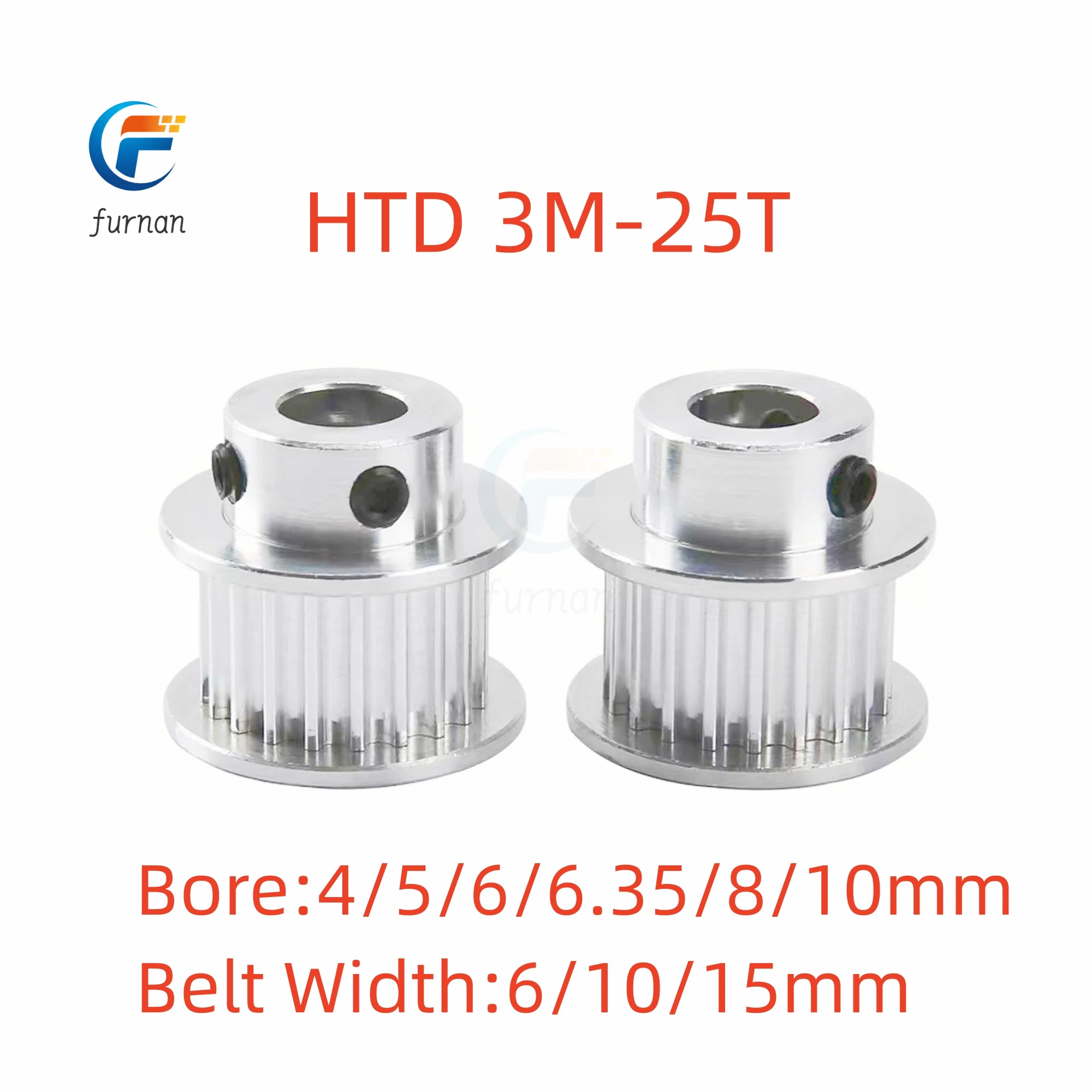 

BF Type 25 Teeth HTD 3M Timing Pulley Bore 4mm to10mm for Width 6mm 10mm 15mm HTD Belt Used In Linear Pulley 3GT