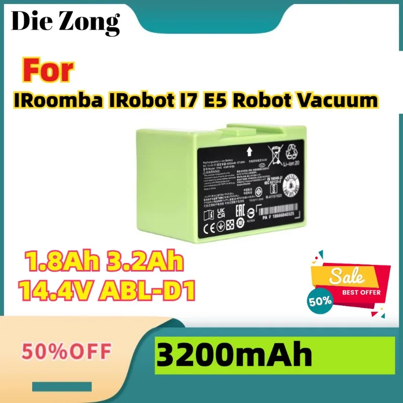 

High-Quality New For IRoomba IRobot I7 E5 Robot Vacuum Cleaner Battery 1.8Ah 3.2Ah 14.4V ABL-D1 Lithium Rechargeable Battery