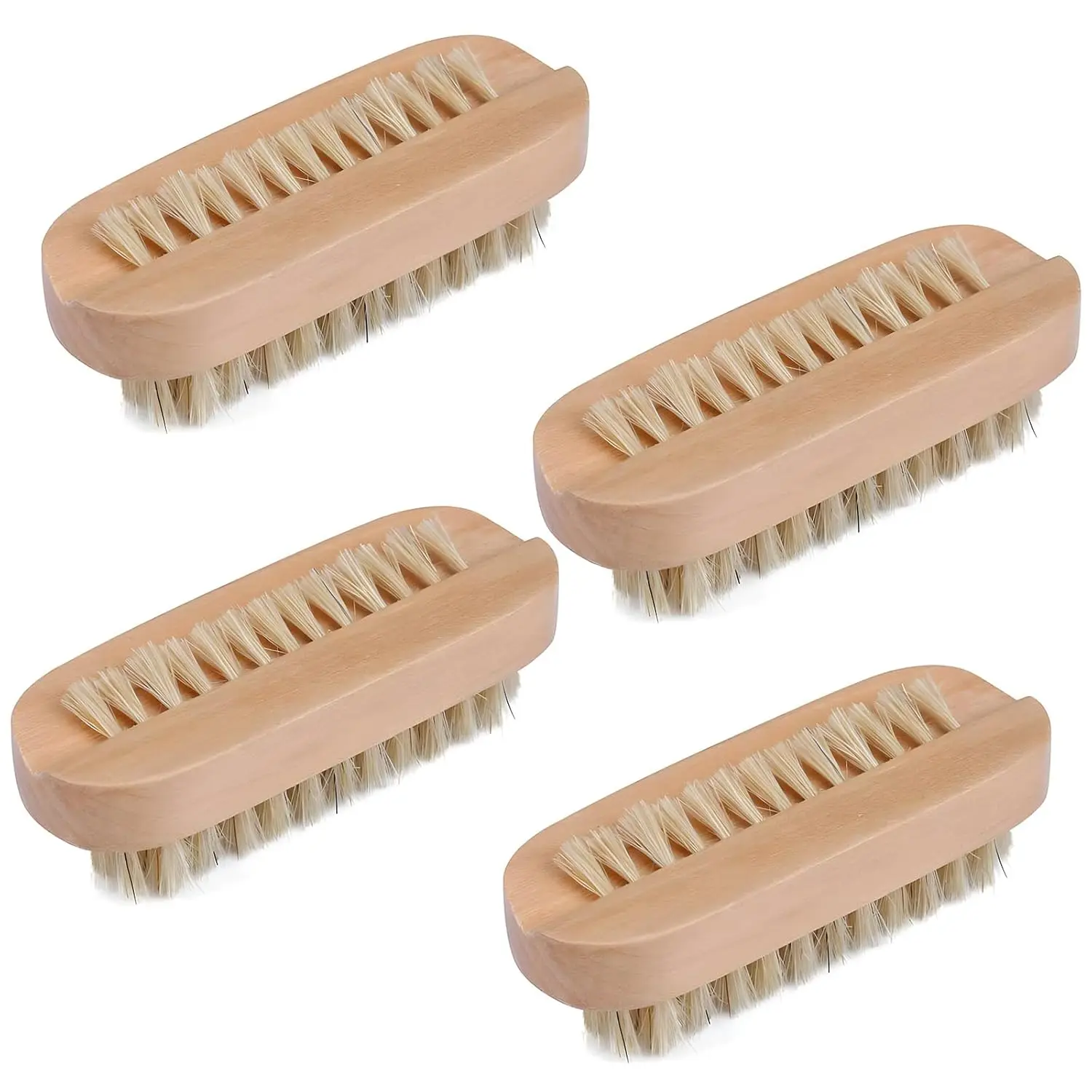 4-Pack Double-Sided Wooden Nail Brush for Manicure, Pedicure, Hand & Foot Cleaning