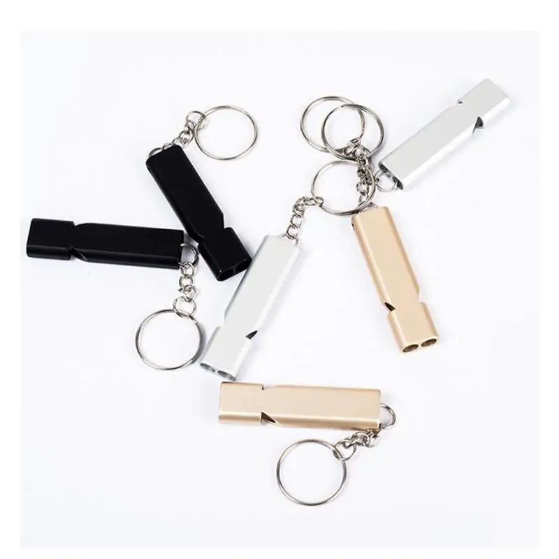 1~10PCS Outdoor Survival Whistle Aluminum Alloy Double Tube  Dual-frequency High Volume Hiking Camping First Aid Whistle