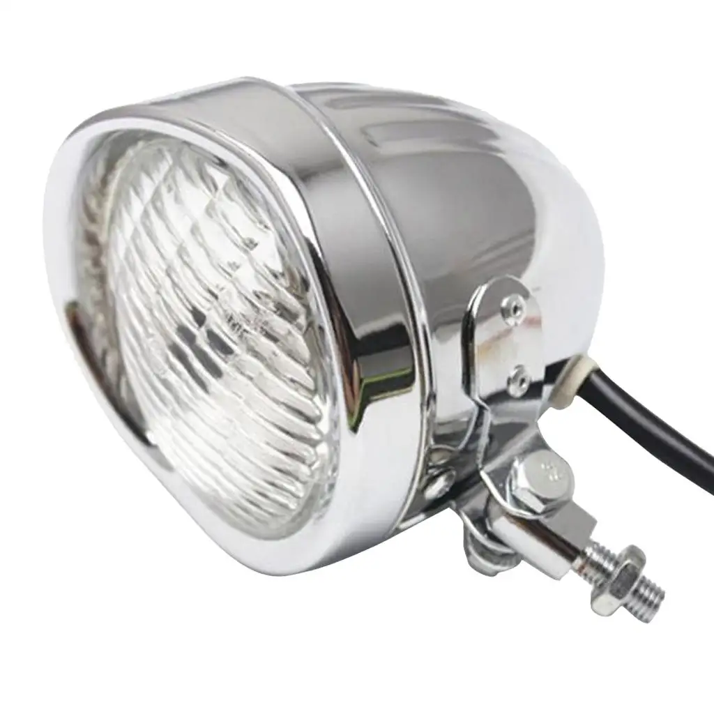 Motorcycle Headlight for    Bobber Chopper   Chrome Clear