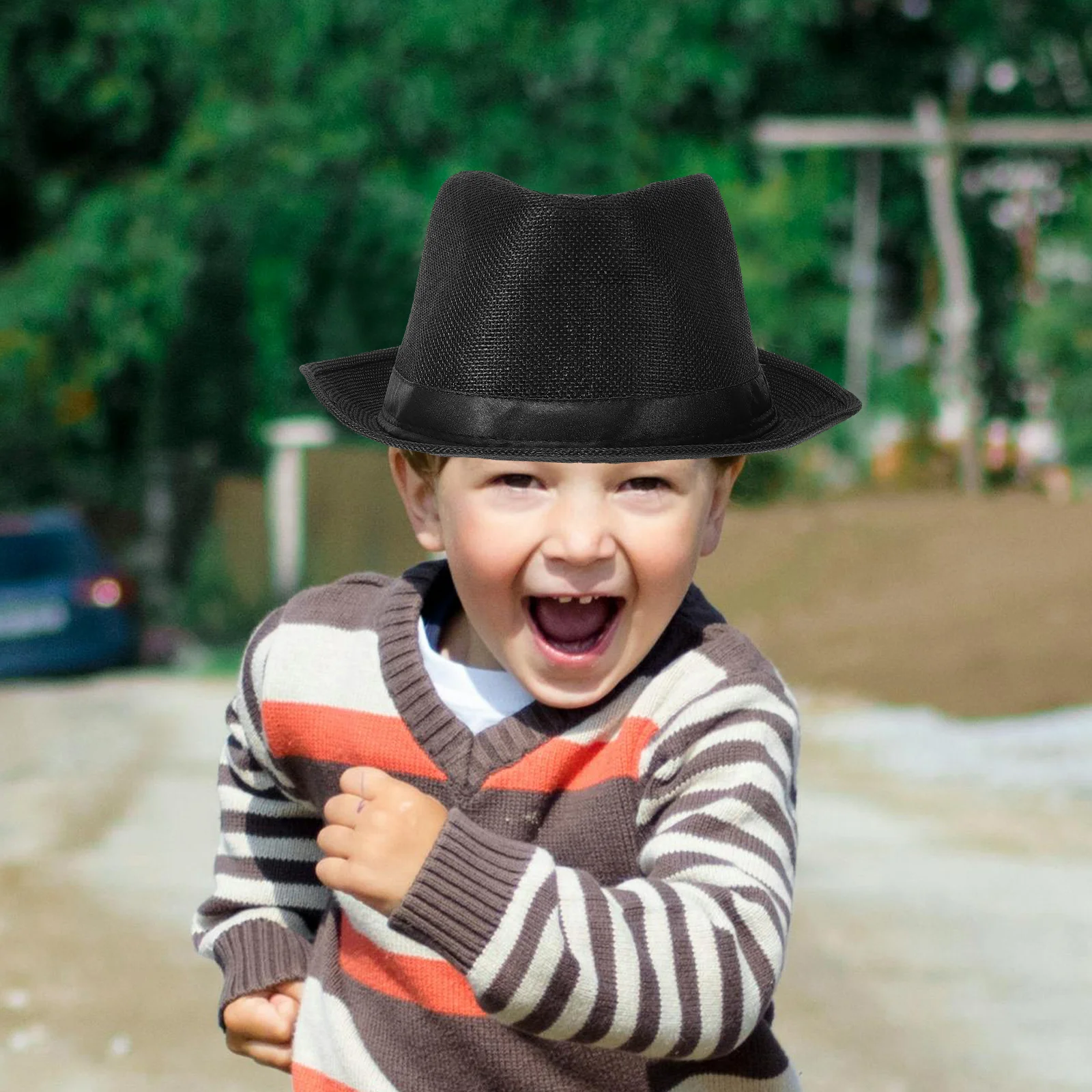

Dance Performance Hat Black Fedora Kids Boys Girls Jazz Lovers Summer Lightweight Breathable Cotton Gentleman Style Elegant