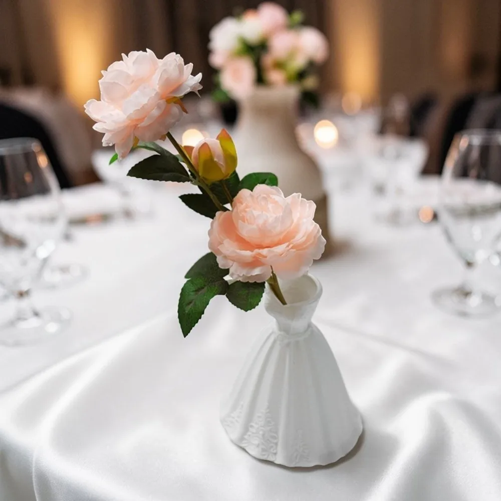 Gown-Shaped 3D Printed Flower Vases Flower Arrangement Minimalist-Style Elegant Dress Vase Twisted Design Decorative Vase