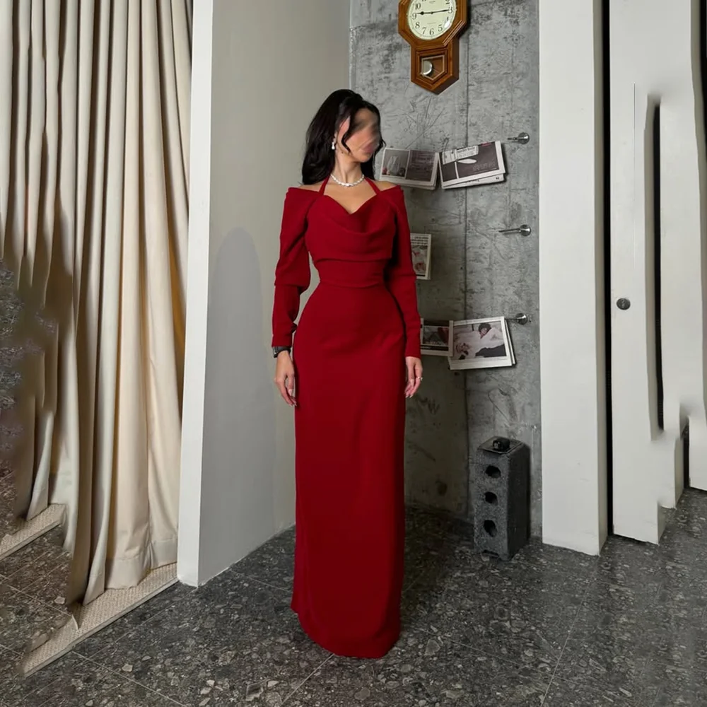 

Elegant Wedding Guest Dresses for Women Off The Shoulder Long Sleeves Evening Gowns Mermaid Simple Formal Party Dress Customized