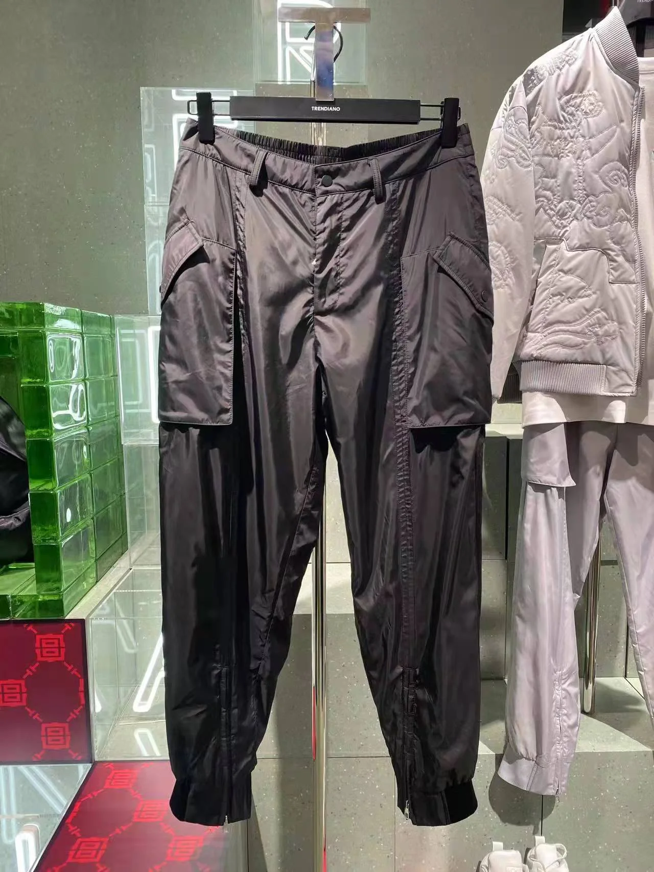 

TRENDIANO Trendy Brand Functional Sle Zipper Cuffed Long Pants Workwear Summer Season Basic Color Faionable Casual Pants