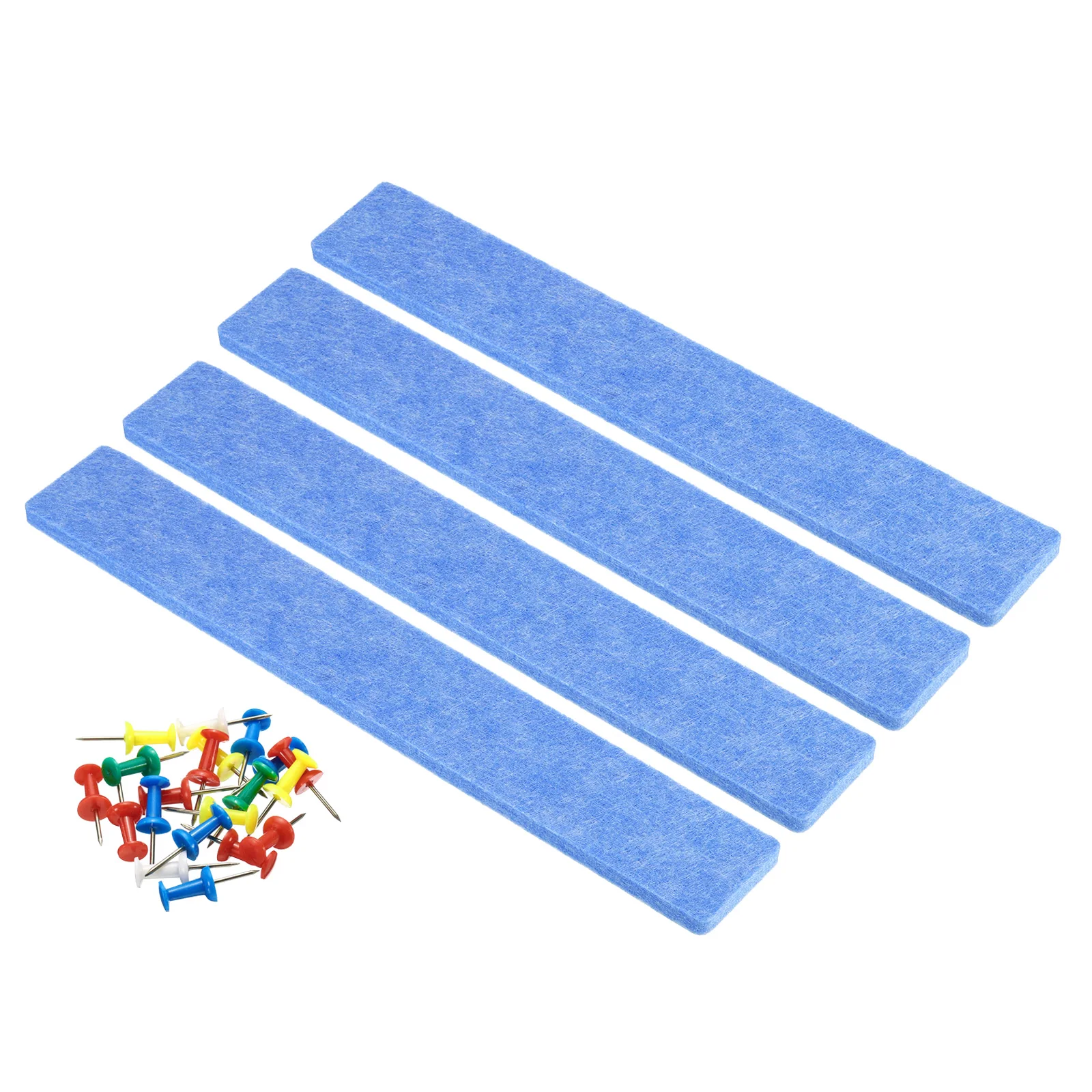 4Pcs Felt Bulletin Board Bar Strips Self-Adhesive Memo Board with Pushpins Wall Decor for Photos Notes Classroom Office Decor