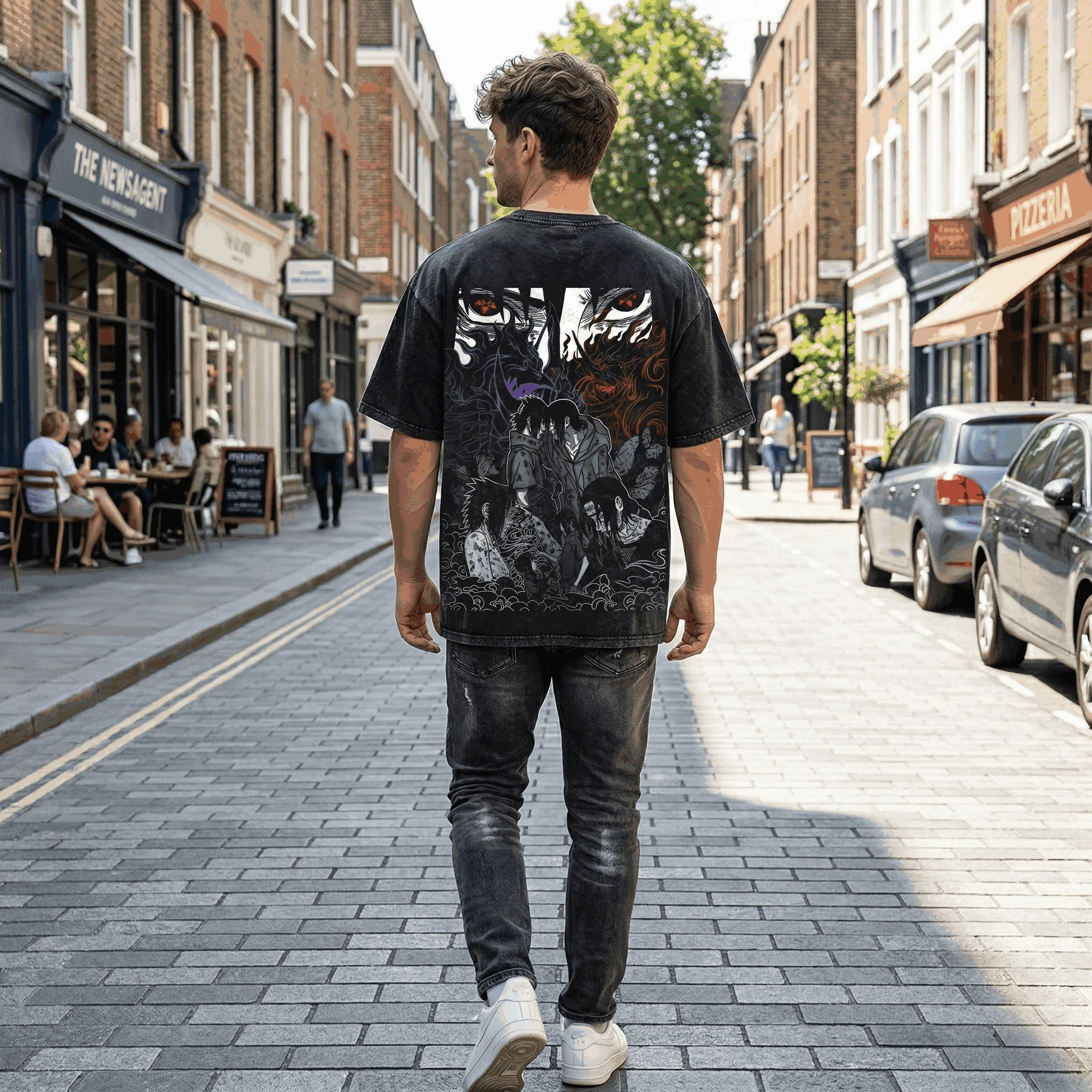 

Itachi Sasuke Uchiha T-shirt Naruto Manga Tee Vintage Washed Oversized Retro Anime Harajuku Streetwear Mens Graphic Clothes New