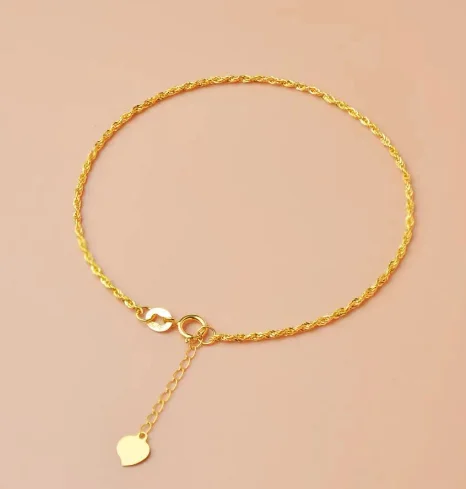 

Authentic Real 18K Gold AU750 Twisted Bracelet Exquisite Delicate Gift Classic Present For Women Adjustable Fine Jewelry