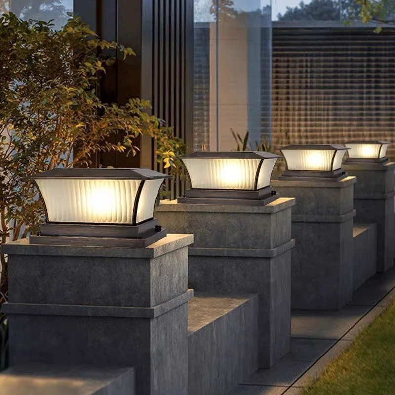 All-copper stigma solar light IP65 LED outdoor garden wall door post New Chinese style