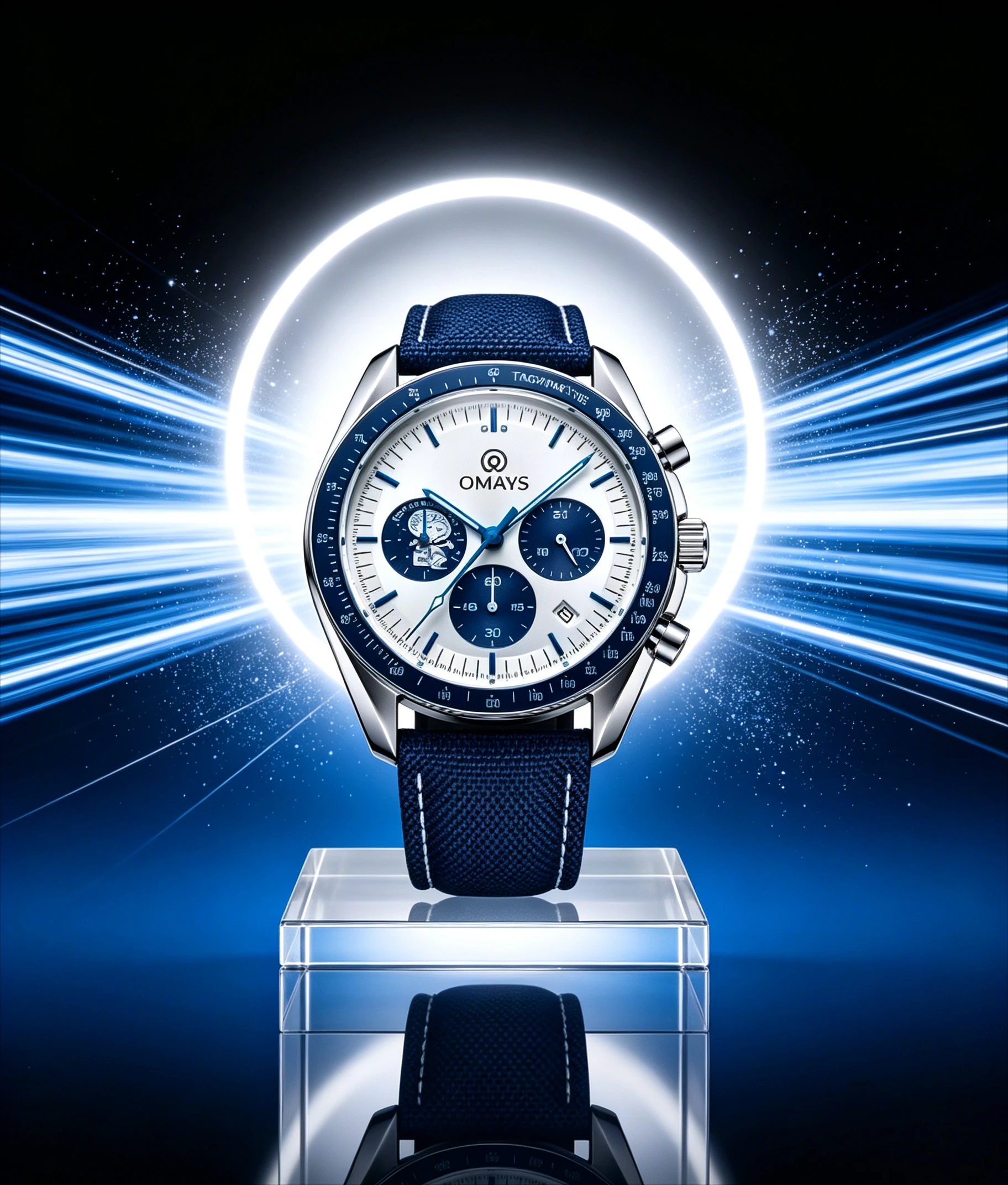 Classic Men's Chronograph Watch – 50th Anniversary Edition, Blue Nylon Band, Quartz Wristwatch