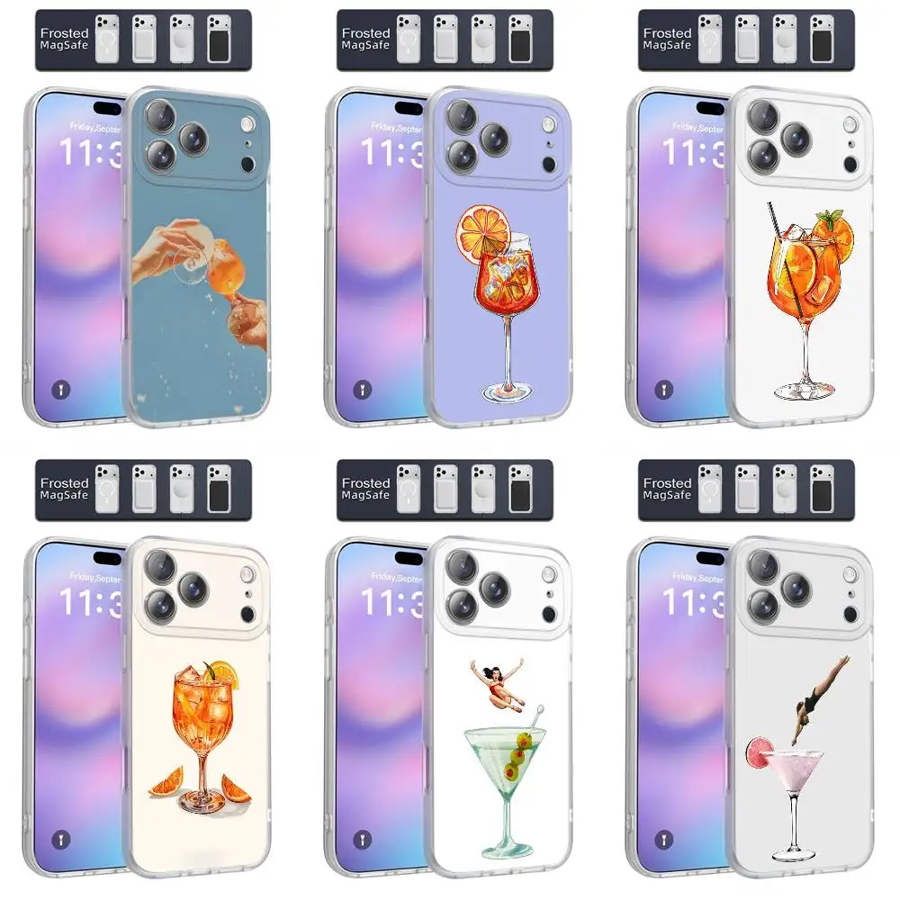 

Liquor Spritz Cocktail Cheers Phone Case For iPhone 17,16,15,14,13,12,11,Pro,Max,Plus,E,Air,Mini Magnetic Magsafe Frosted Clear