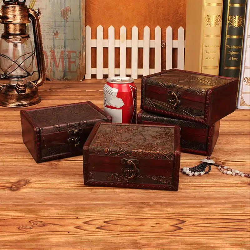 

Retro Delicate Jewelry Box Antique Storage Box Double Leather Belt Pattern Small Box for Necklace Ring Bracelet Storage