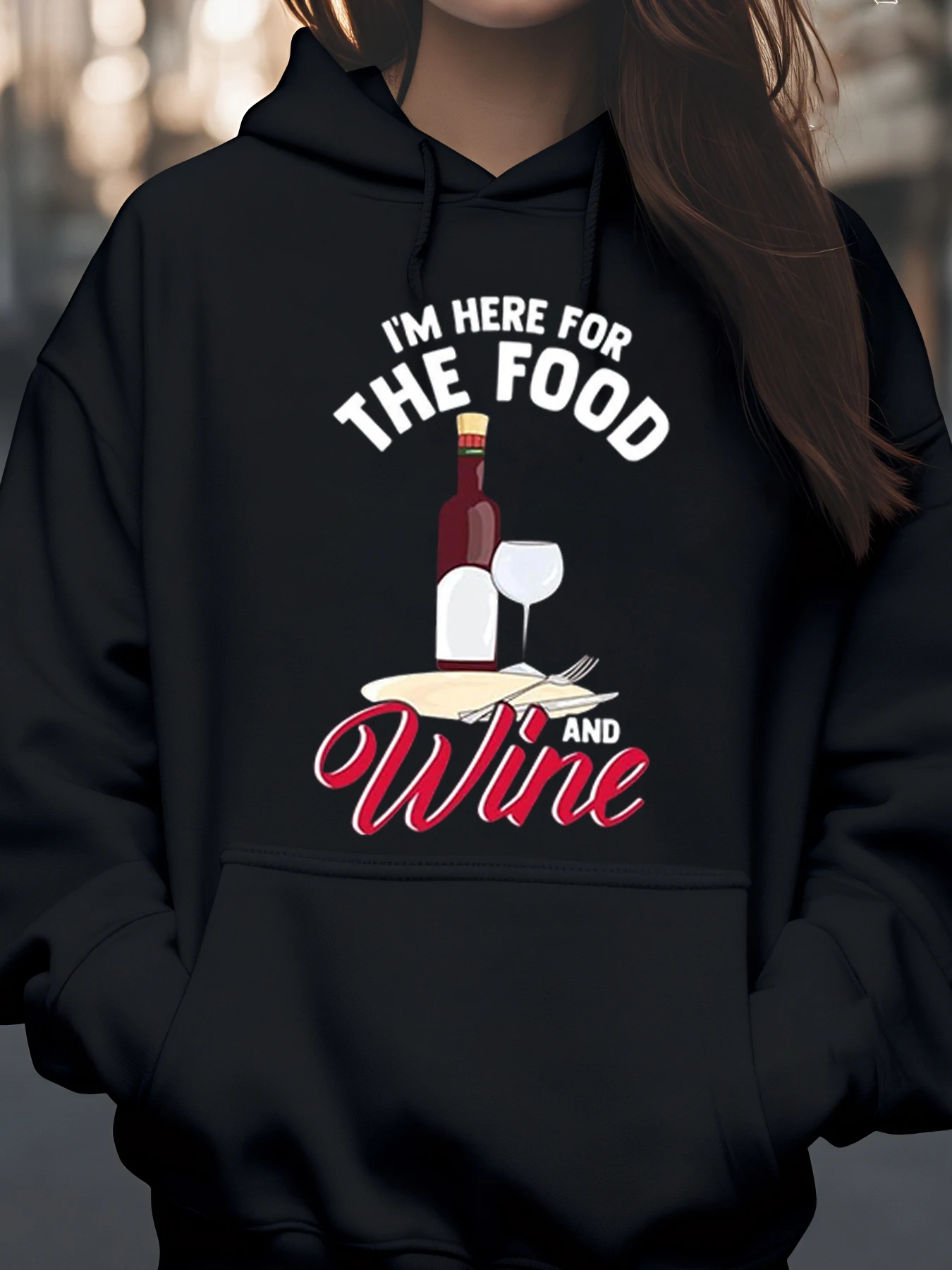 

Толстовка с рисунком вина и еды для званых ужина, повседневная одежда для взрослых