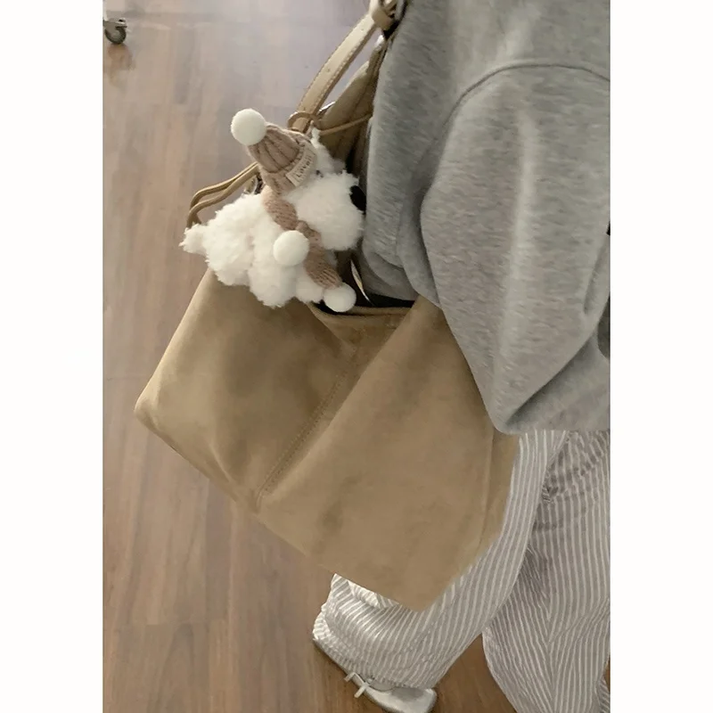 

Retro Suede Underarm Bag Women's Tote Bag Casual Large Capaci Single oulder Bag American Retro Sle Pure Color Leisure